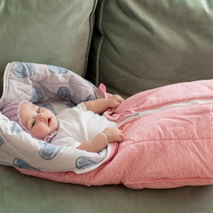 Saco de dormir Manta para bebé 0-6 meses 75 cm Manta envolvente 2 en 1 Funda transformadora Regalo para bebé nuevo Regalo para futura mamá Regalo para New Bay Algodón