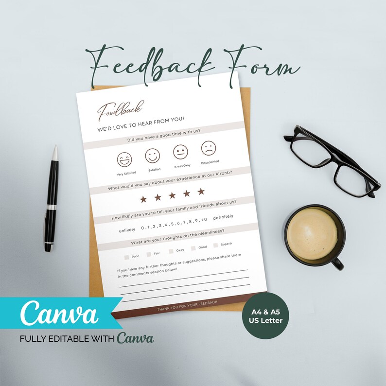 Airbnb Feedback Card Airbnb Template Guest Feedback Form Etsy