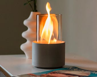 Pure Fire V.5 | Handmade Concrete Tabletop Fireplace | Smokeless, Odorless & Portable Firepit | Indoor Outdoor Decor - Gift