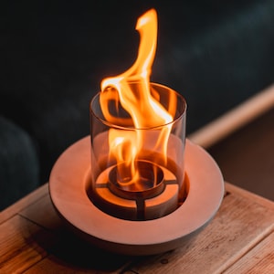 Pure Fire V.4 | Handmade Concrete Tabletop Fireplace | Smokeless, Odorless & Portable Firepit | Indoor Outdoor Decor - Gift