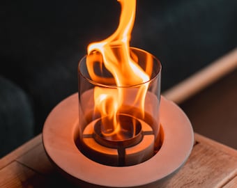 Pure Fire V.4 | Handmade Concrete Tabletop Fireplace | Smokeless, Odorless & Portable Firepit | Indoor Outdoor Decor - Gift