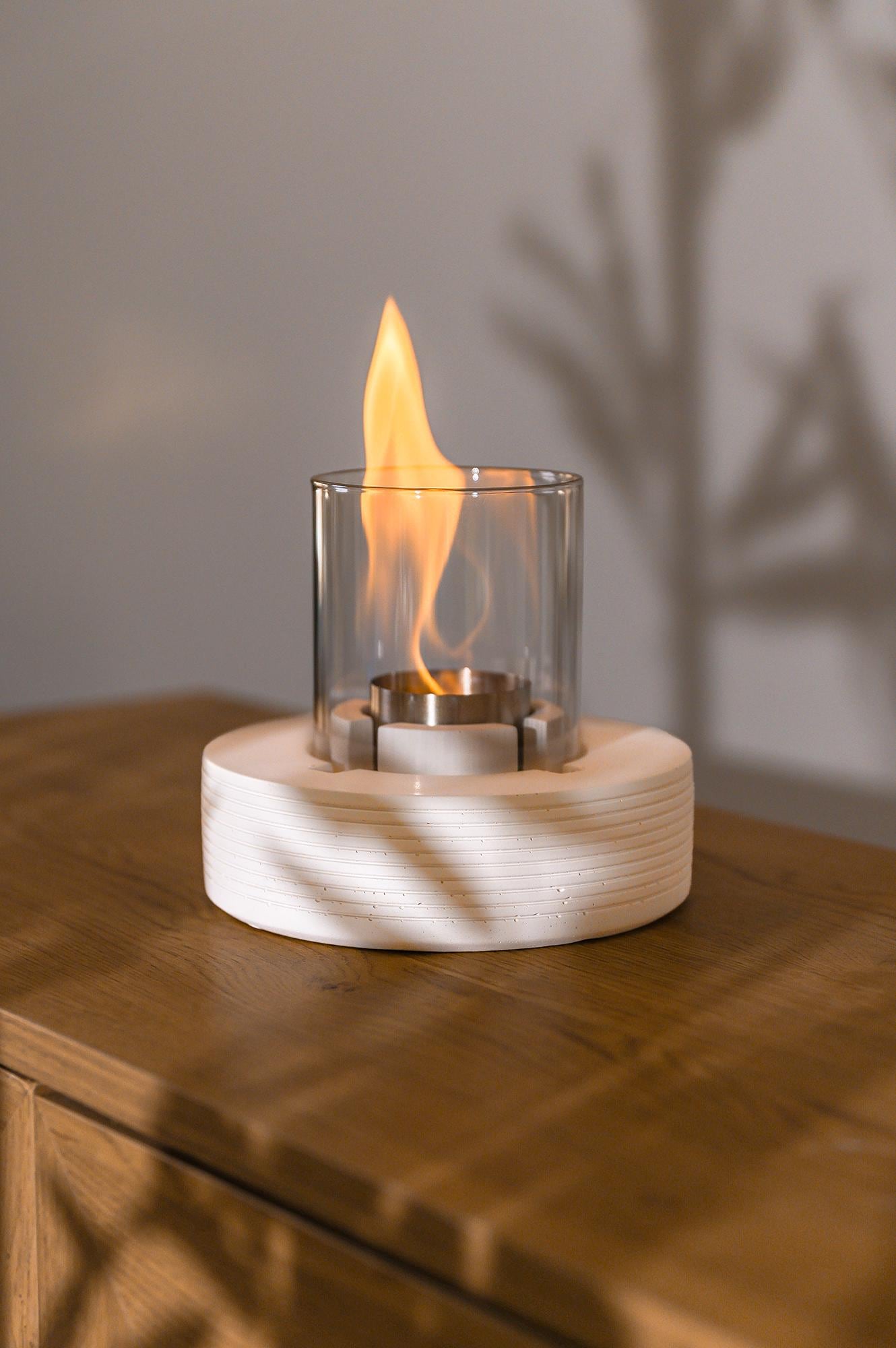 Pure Fire V.3 | Handmade Concrete Tabletop Fireplace | Smokeless, Odorless & Portable Firepit | Indoor Outdoor Decor - Gift