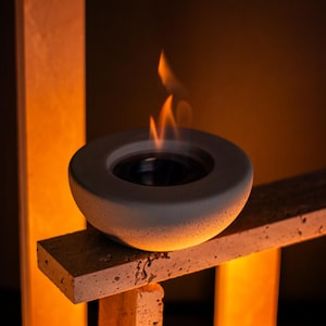 Pure Fire V.2 |  Tabletop Fireplace | Handmade Concrete Smokeless, Odorless & Portable Firepit | Indoor Outdoor Decor - Gift