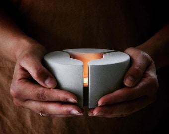 Concrete Decorative Candle Holder &#39;LEAK&#39;, Cup Warmer, Stylish Plain Coaster, Hand-made Desktop Decor, Tealight Holder ,Best Christmas gift!