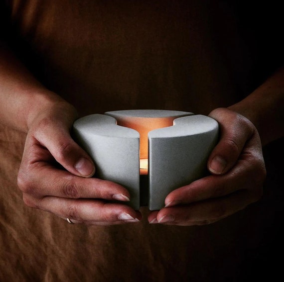 Concrete Decorative Candle Holder 'LEAK' Cup Warmer Etsy