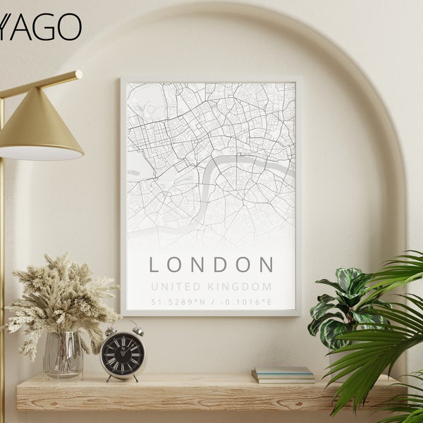 Affiche plan LONDON (LONDRES) façon city map Mymap BYAGO