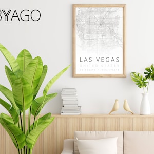 Affiche plan LAS VEGAS façon city map Mymap BYAGO