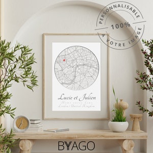 Affiche MYMAP ROND entièrement personnalisable (plan de votre ville)