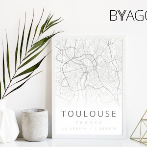 Posterkarte TOULOUSE Weg Stadtplan MYMAP BYAGO