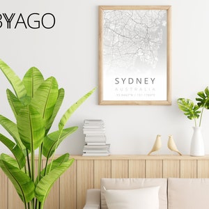 Affiche plan SYDNEY façon city map MYMAP BYAGO