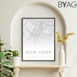 Affiche plan NEW YORK façon city map Mymap BYAGO