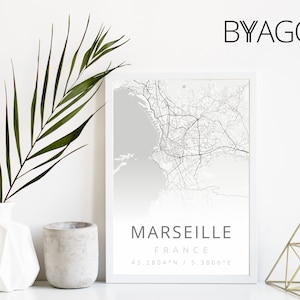 Affiche plan MARSEILLE façon city map BYAGO