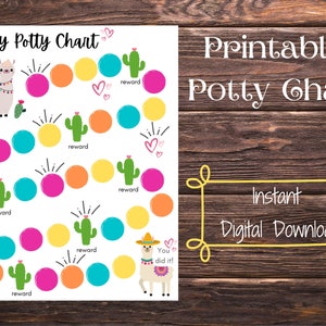 Printable Llama, Cactus, reward, chart, toddler, potty training, Sticker Chart Digital Download