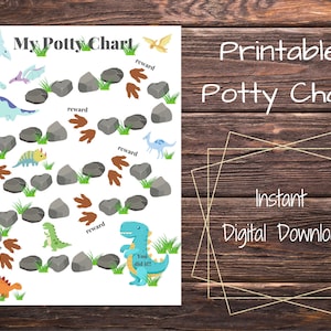 Printable Dinosaur Potty Chart Toddler, Reward Chart, Potty Training Digital Download