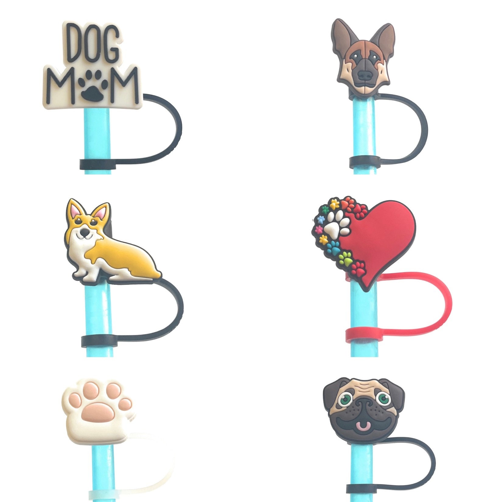 Cute Dog Mom Straw Toppers, Straw Tip Covers Compatible With Stanley Straws  
