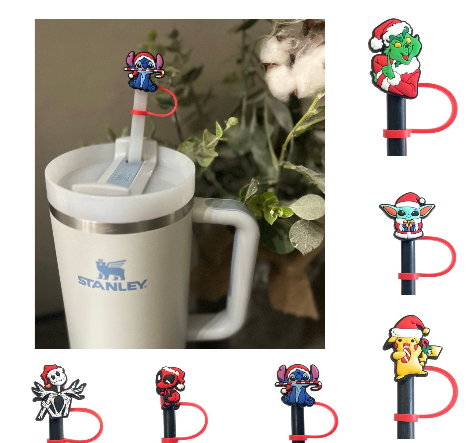 ZOSTLAND 6pcs Cute Cartoon Stitch Straw Cover Caps,Straw Topper Silicone  Reusable Straw Plugs,Compatible with Stanley 30 oz 40 oz Tumbler Straw  Topper