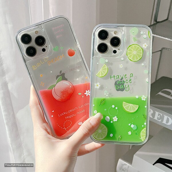 Cute Japanese Style Clear Flowing Liquid iPhone Case | Summer Gift | iPhone 13 12 11 Pro Max Case | iPhone X XR Xs Max 7 8 Case