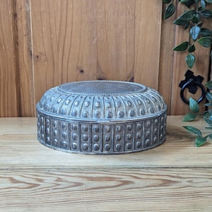 Vintage Oval Silver Plate Jewellery Dresser Box
