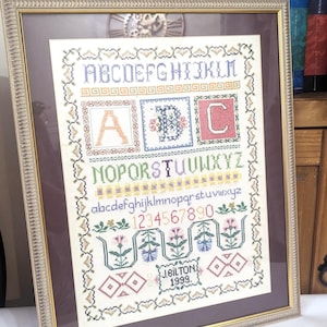 Vintage Cross Stitch Alphabet Sampler 22 X 17.5&quot;