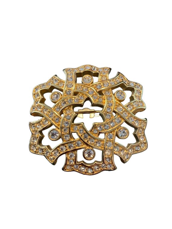Swarovski Pave Crystal Gold Plated Brooch Pin