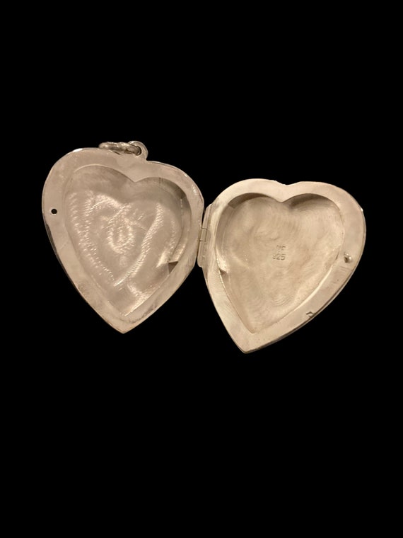 Large Sterling Silver 925 Heart Locket No Engravi… - image 2