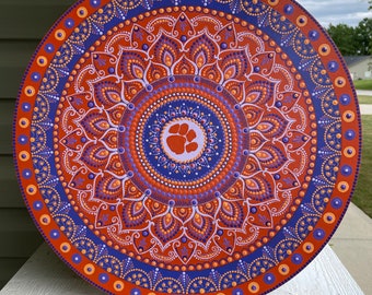 Eye of the Tiger Handpainted Mandala Wall Art Statement Piece Boho Gift