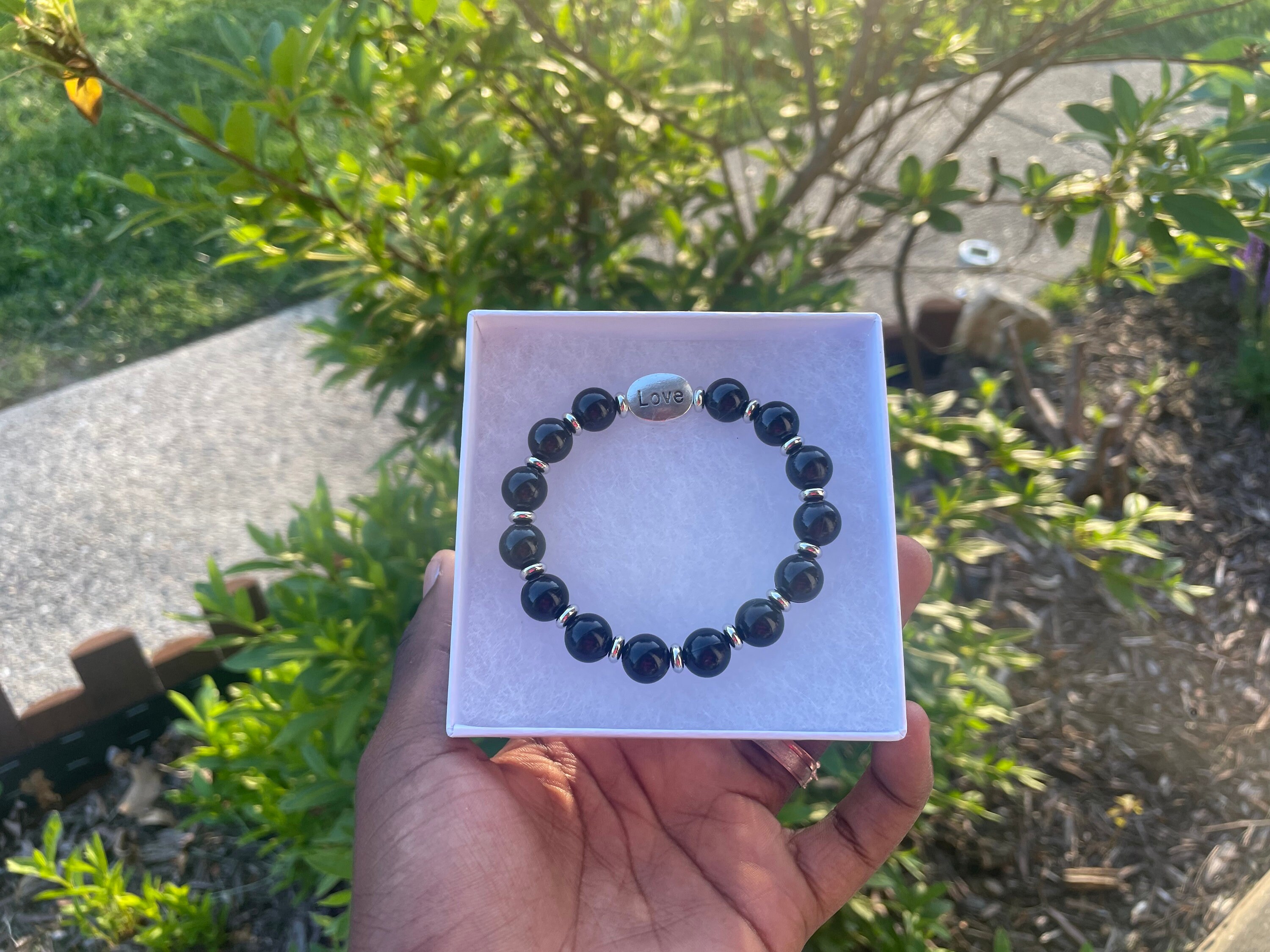 Men's Black Bead Bracelet Etsy