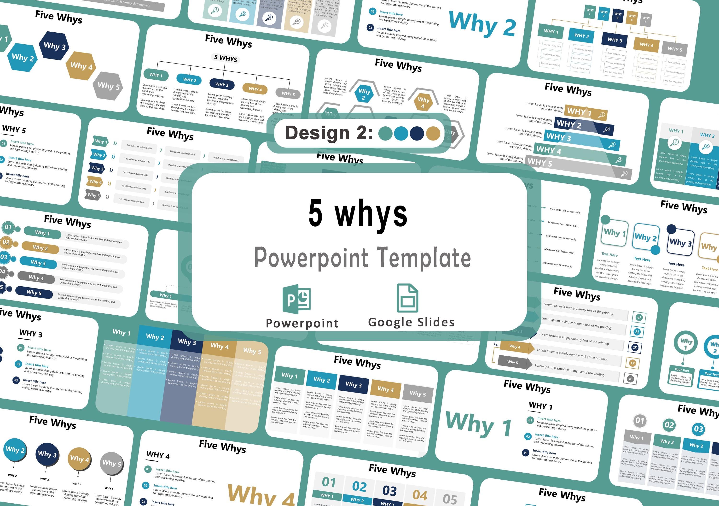 5 Whys Powerpoint Template, 5 Whys Root Cause Analysis, 5 Whys Analysis ...