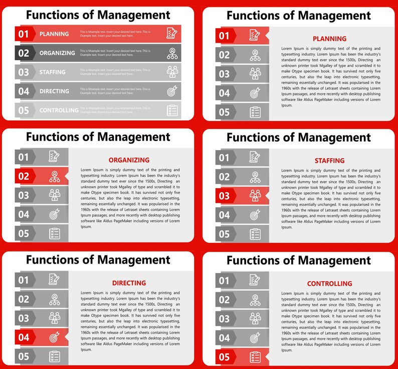 Functions of Management Powerpoint Template, Four Functions of ...