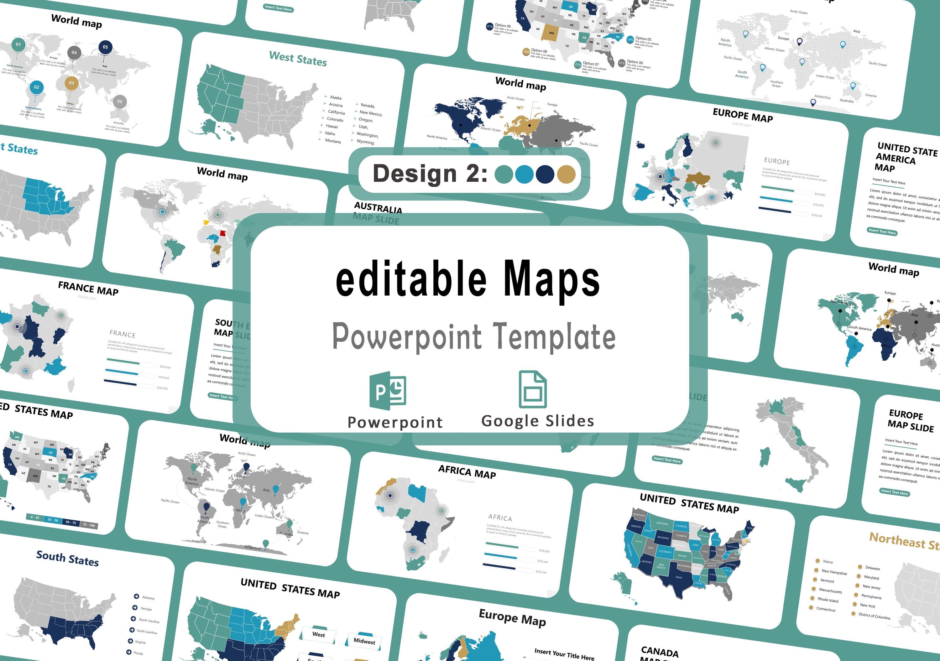 Editable Maps Powerpoint, World Map Powerpoint, Editable Map Usa ...