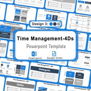4 DS de modèle PowerPoint de gestion du temps, matrice d'Eisenhower, matrice de gestion du temps, méthodes de gestion du temps, stratégies de gestion du temps