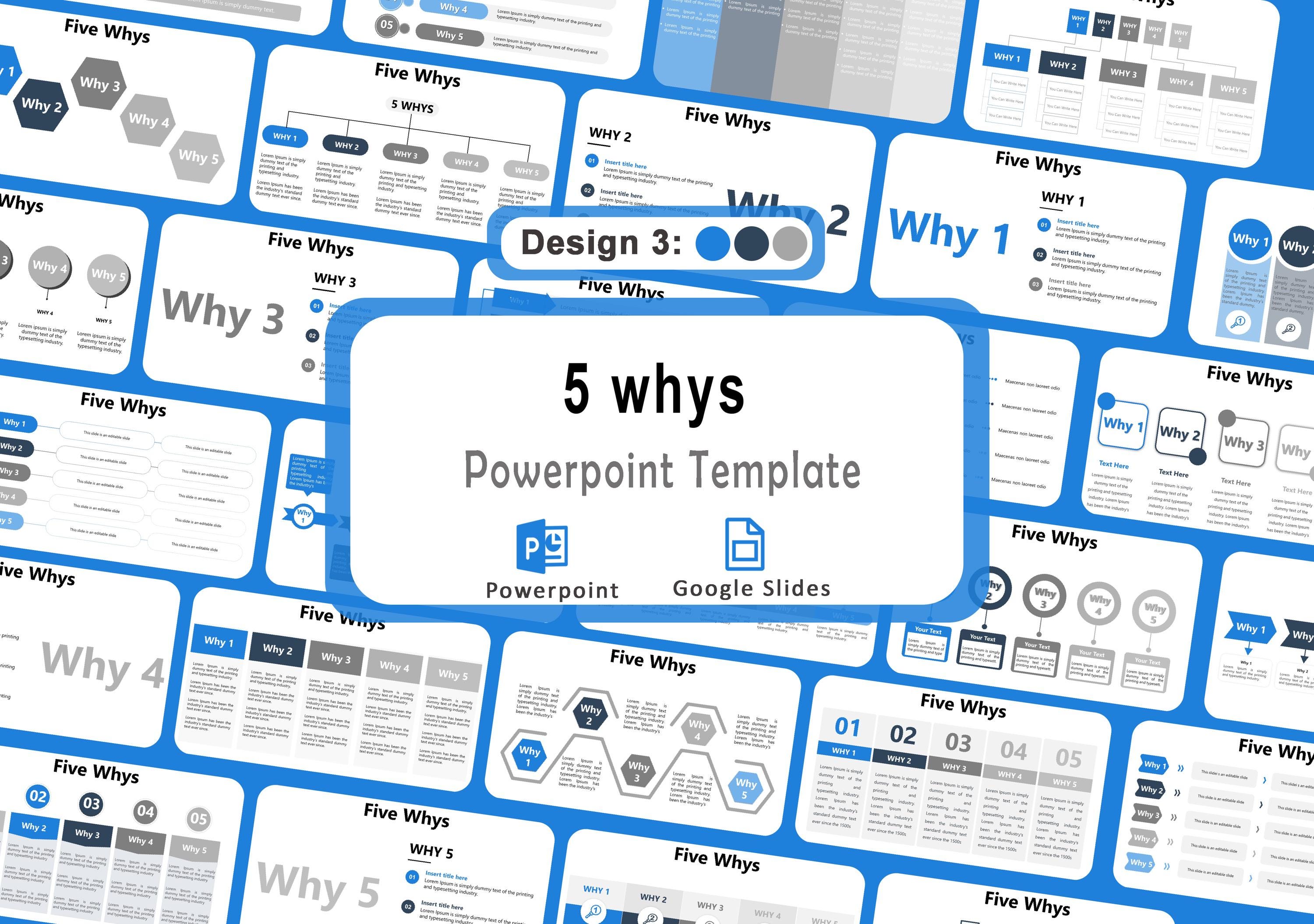 5 Whys Powerpoint Template, 5 Whys Root Cause Analysis, 5 Whys Analysis ...