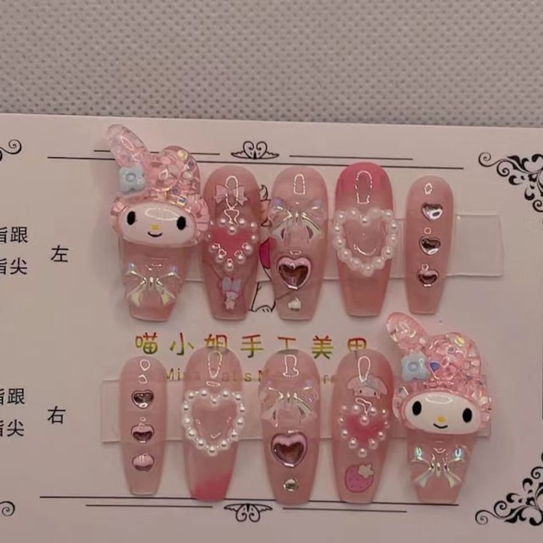 DIY My Melody Kuromi Kittys Doll 3D Nails Patch Kawaii Cartoon - Etsy