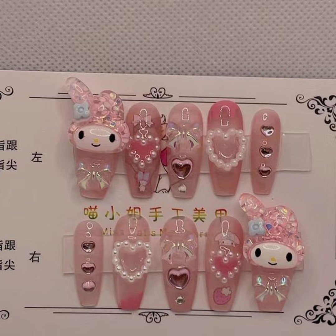 DIY My Melody Kuromi Kittys Doll 3D Nails Patch Kawaii Cartoon - Etsy