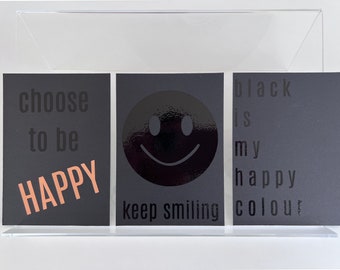 Happy-Black-Karten 3er Set im Postkarten Format