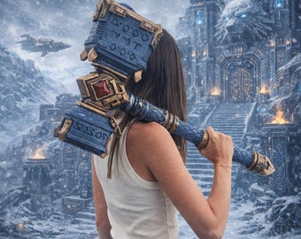 Frosty Hammer Winter Fangi – 3D Printed Fantasy Object – Disassembled Model – Stand Included – Unpainted, Ready to Customize