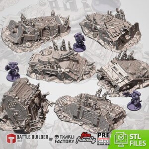 Destroyed Infernal Tanks – 28-32mm Sci-Fi Scenery for Wargames & Dioramas – 3D Printed – Chaotic Tank Wrecks
