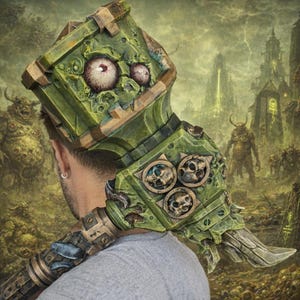 Corrupted Pox-style hammer – Fantasy decorative object – Handcrafted 3D printed – Disassemblable model – Unpainted, ready to be customized