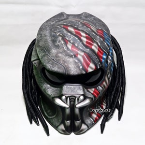 Custom Predator Helmet American Flag Motive (Dot Ece Certified)