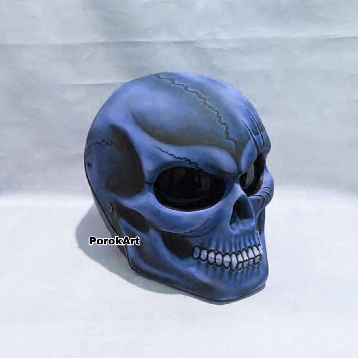 blue skull motorcycle helmets New Arrival Skull Motorcycle Helmet Blue Crack Classic Style (dot Ece  Certified)