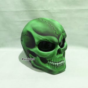 New Arrival Skull Motorcycle Helmet Green Crack Classic Style (Dot Ece Certified)