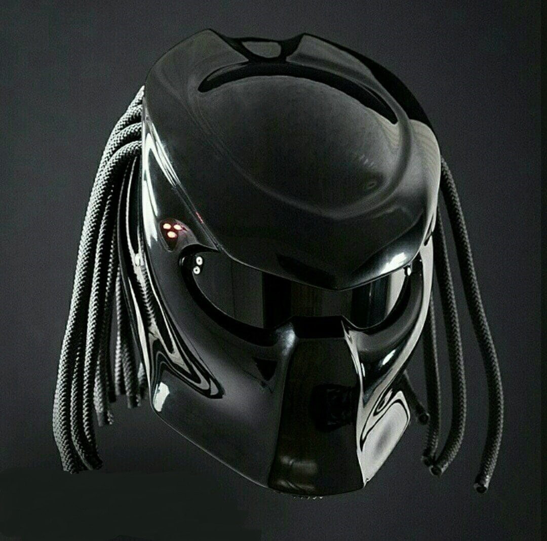 Predator Motorcycle Custom Helmet Full Black Gloss (dot Ece Certified ...