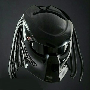 Predator Motorcycle Custom Helmet Full Black Gloss (Dot Ece Certified)