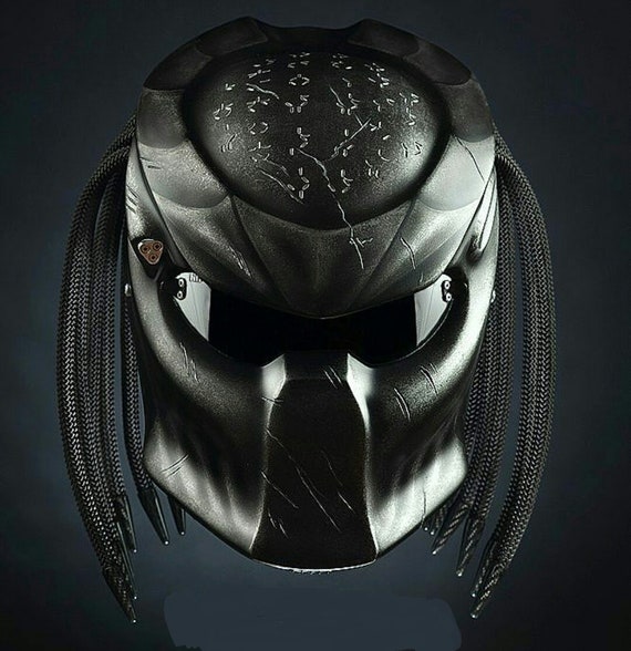 cool motorcycle helmets predator helmet Ghost Rider Alien Custom Helmet with Dreadl – Custom Airbrush Helmet Predator motorcycle helmets. : r/pics