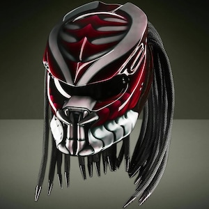 Custom Predator Motorcycle Helmet White Red Shark Motive (Dot Ece Certified)