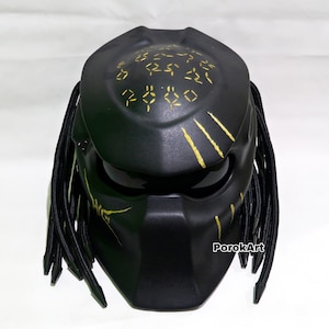 Predator Motorcycle Custom Helmet Golden Crack (Dot Ece Certified)