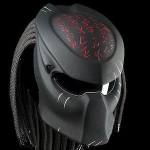 Custom Predator Motorcycle Helmet Black Blood Style (Dot Ece Certified)