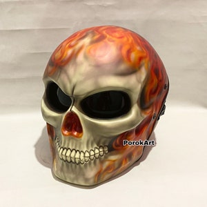 New Skull Motorcycle Helmet Classic Fire Motive (Dot Ece Certified)