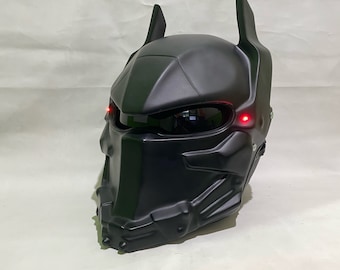 Helmet Custom Arkham Motorcycle Black Style ( (Dot Ece Certified)