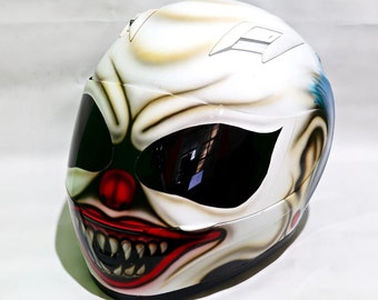 Custom Motorcyle Helmet Clown Hair Blue Style (Dot Ece Certified)